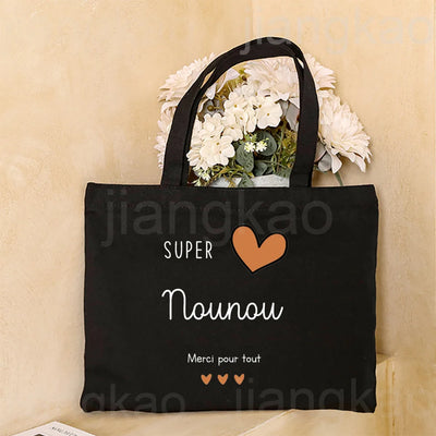 Love You Nanny Thank You for This New Year Print Women Tote Bag Shopping Bags Female Shoulder Bag Travel Handbag Gift for Nounou