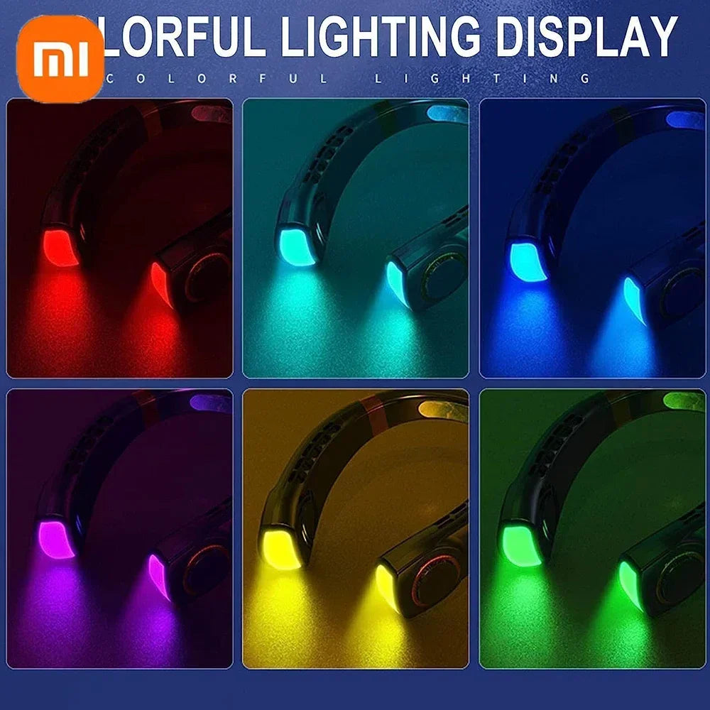 Xiaomi 8000mAh USB Neck Fan Portable Bladeless Mini Rechargeable Silent LED Digital Display Electric Air Cooler