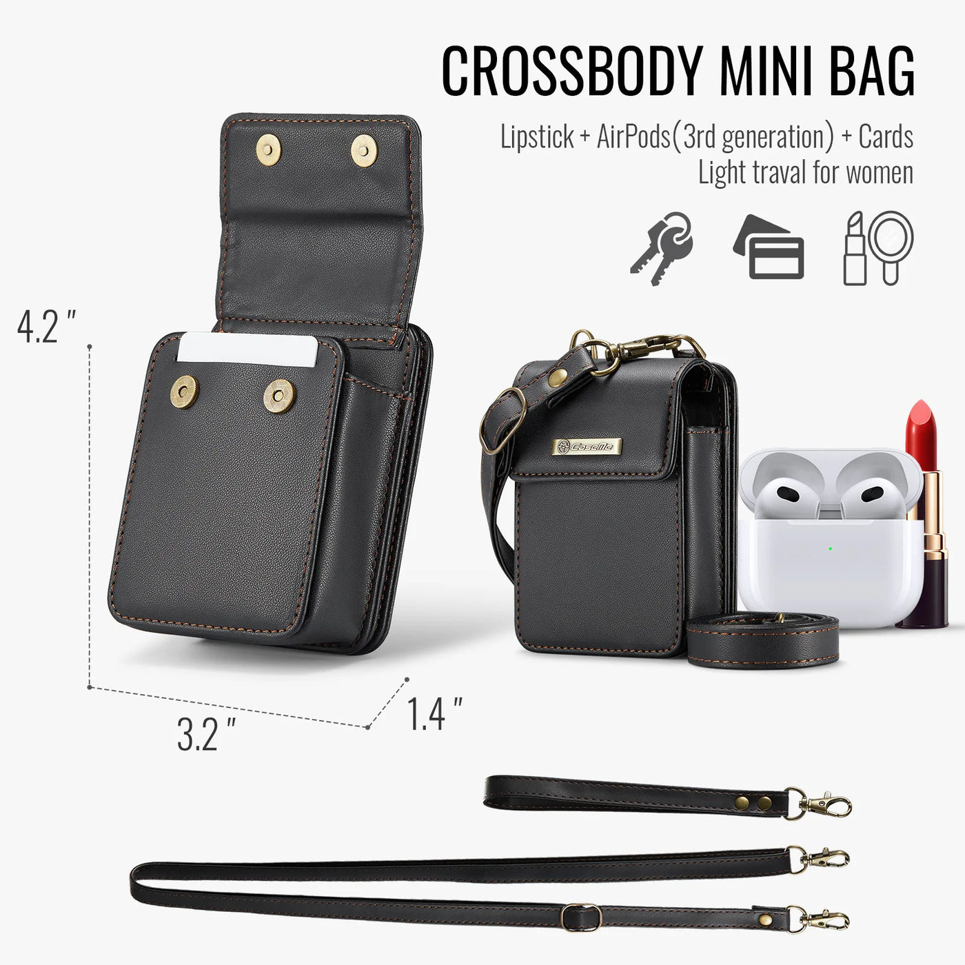 2 in 1 Crossbody Bag Case For Samsung Galaxy Z Flip6 Z Flip 5 Z Flip4 3 Screen Protector Luxury Leather Finger Ring Holder Cover