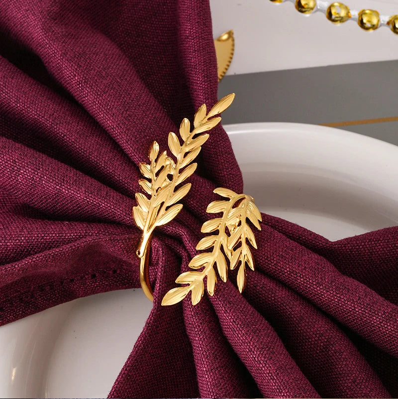 Gold Wheat Napkin Rings Metal Leaf Napkin Holder for Harvest Festival Fall Thanksgiving Dinner Party Table Decoration