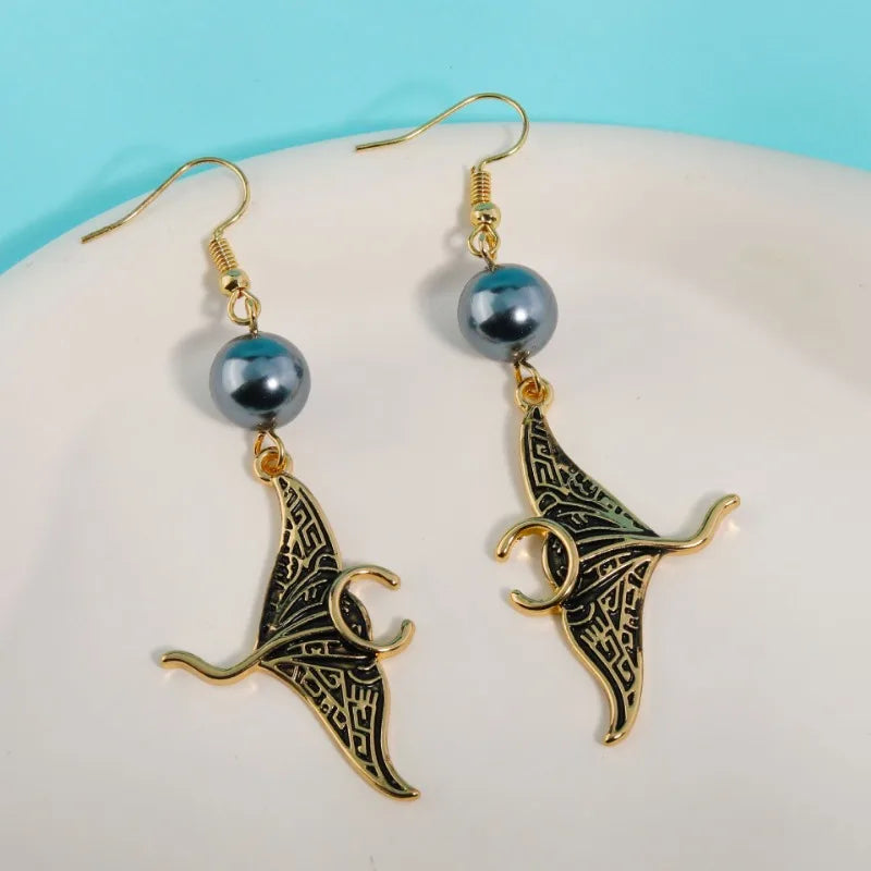 Retro Personality Black Oil Drop Devil Fish Earrings Hawaiian Wind Manta Ray Halloween Earrings - The world bestselling 