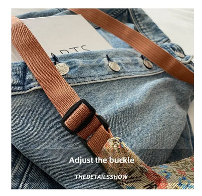 Women Small Underarm Bag Chinese Style Shoulder Bag Versatile Literary Prints Cloth Crescent Pack Portable Women's Handbags