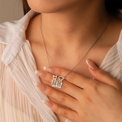 Custom Cute Dog Cat Necklaces Pendant Name Stainless Steel Circle Chain  Personalized Pet Jewelry Customized Necklaces For Mom