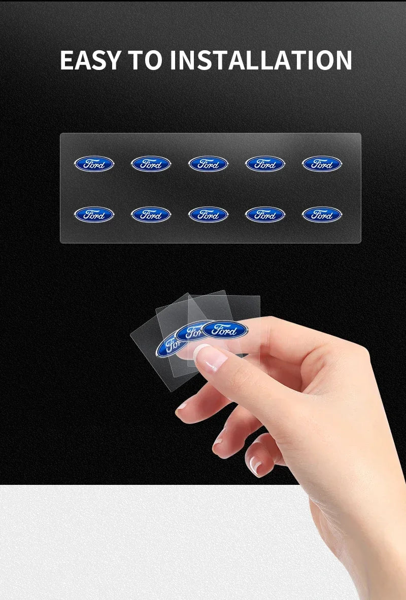 Car Logo Door Handle Sticker Auto One-click Start Button Decal For Ford Kuga Focus Fiesta Ecosport Mondeo Fusion Transit Pendant