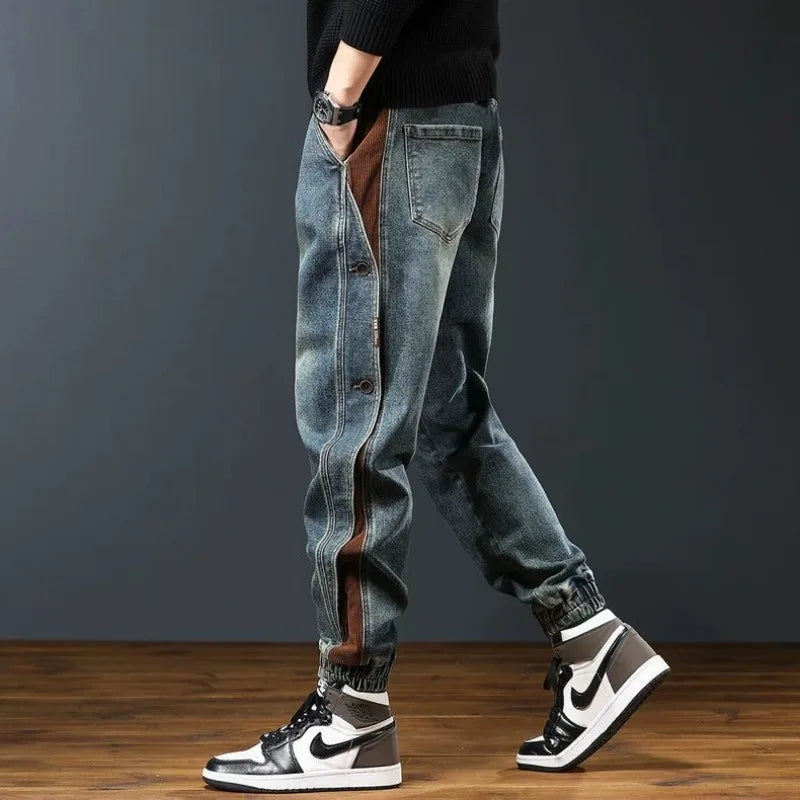 Men's clothing spring and autumn high quality fashion brand relaxed-fit casual overalls pants toe handsome all-match jeans - The world bestselling 