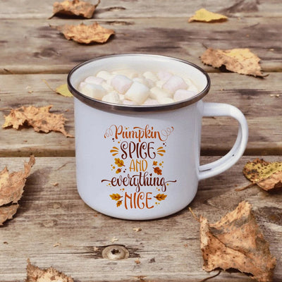 Hello Autumn mugs Thanksgiving Mug Flower Pumpkin Cup Print enamel Mug Fall Coffee cups party farmhouse decoration fall gifts