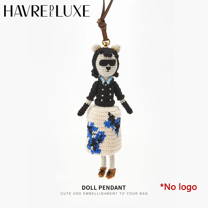 Cute doll bag pendant knitted humanoid bag charm braided keychain car pendant Women's Bag Accessories