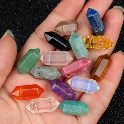 Hexagonal Natural Stone Crystal Tiger Eye Stone Opal Pendant Beads Jewelry Making DIY Necklace Earrings Accessories Gifts