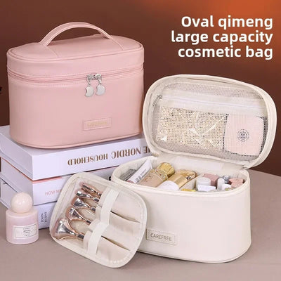 Portable Makeup Brush Organizer Foldable Multi-Pocket Cosmetic Bag for Women, Perfect for Travel, Daily Use & Bathroom Storage