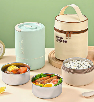 1200ml Stainless Steel 304 Thermal Lunch Box With Bag 3 Layers Large Capacity Bento Box BPA Free School Office Food Container