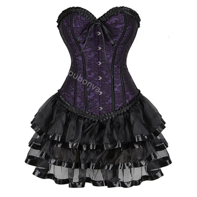 Corset Dress Tutu Skrits Set Overbust With Lace Costume Party Sexy Burlesque Ladies Outfit Plus Size Gothic Halloween Red Black - The world bestselling 