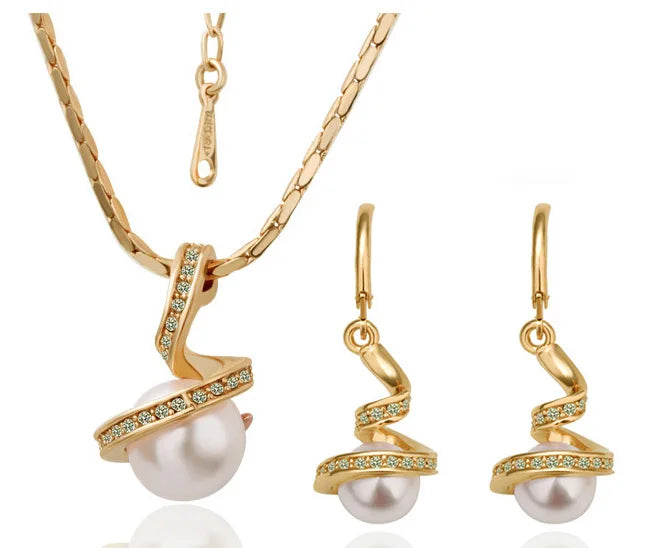 quality Imitation pearls ball pendant Necklace Earrings fashion Jewelry set lover girl gift birthday summer beach Bride Wedding