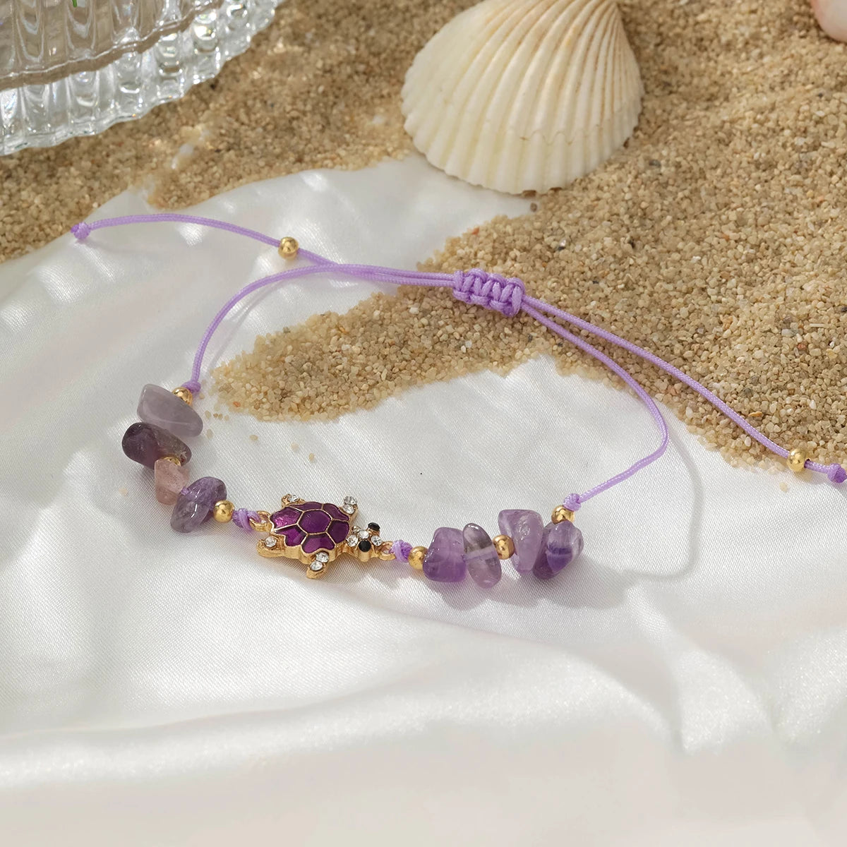 12 Bohemian Exquisite Turtle Stone Bracelet Set Suitable for Summer Beach Vacation