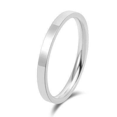 Korean Couple Rings for Women & Men Titanium Steel 2mm Thin Band Minimalist Jewelry Polished Smooth Stackable Matching Rings