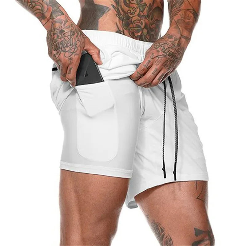 Men Sport Shorts  Sportswear Double-deck Running Shorts 2 In 1 Beach Bottoms Summer Gym Fitness Training Jogging Short Pants Men - The world bestselling 
