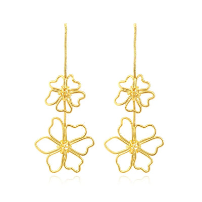 New exaggerated cold wind long alloy flower earrings European and American retro temperament flower pendant senior sense of earr