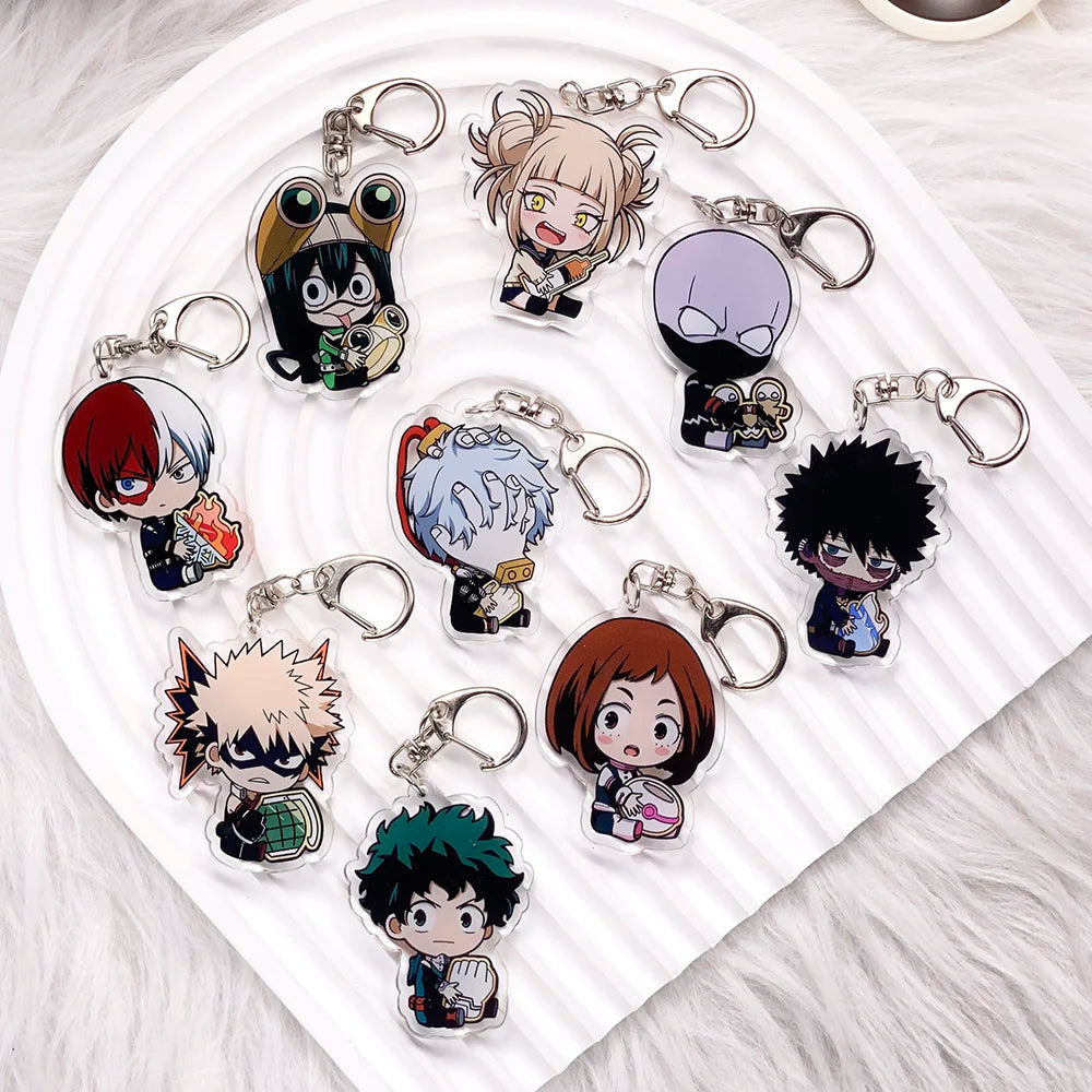 Anime Characters My Hero Academia Acrylic Car Keychain Accessories Trendy Bag Charm Backpack Pendant Keyring Gifts For Friends