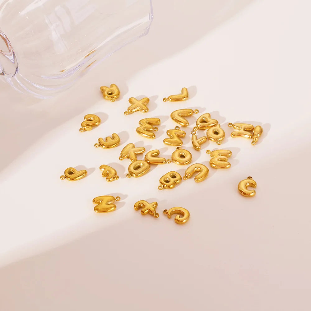 Minimalist Tarnish Free Stainless Steel Jewelry Personalized Mini Bubble Name Ballon 3D Puff Letter Charm DIY Necklaces Women