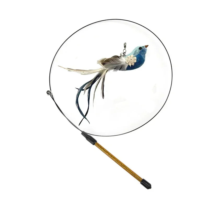 Simulation Bird Cat Toys Funny Interactive Peacock with Bell Cat Stick Toy for Kitten Playing Teaser Wand Toys Pet Cats Supplies