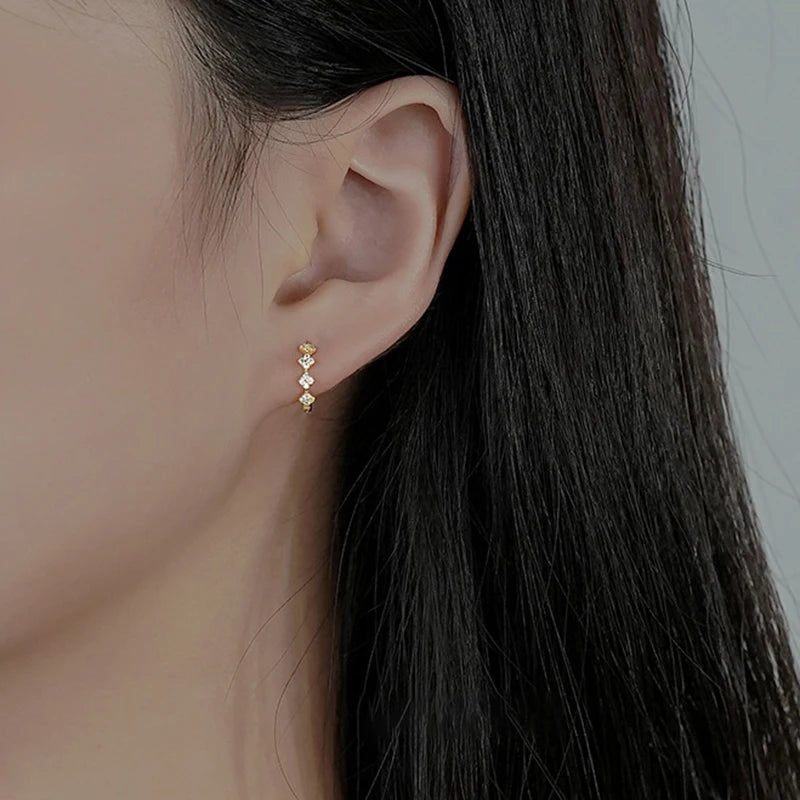 INZATT Real 925 Sterling Silver Zircon Square Hoop Earrings for Women Party Classic Fine Jewelry Geometric 2024 Accessories