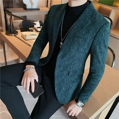 Man Suits and Blazers Single Breasted New In Coats Clothing Handsome Elegant Corduroy Jacket for Men Spring Clothes Fashionable - The world bestselling 