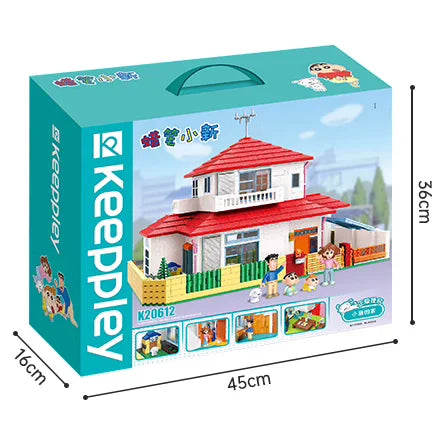 Keeppley Classic Anime Cartoon Crayon Shin-chan Street View Building Blocks House Cat Bus Xiaoxin's Room Bricks Sets  Kids Toys