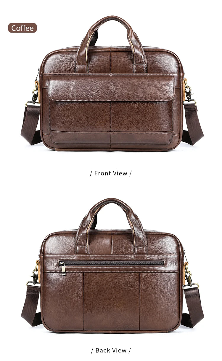 Men's Briefcase Leather Large Capacity Computer Business Shoulder Crossbody Bag Casual Cowhide Handbag For Men