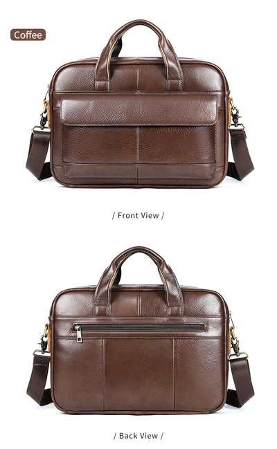 Men's Briefcase Leather Large Capacity Computer Business Shoulder Crossbody Bag Casual Cowhide Handbag For Men