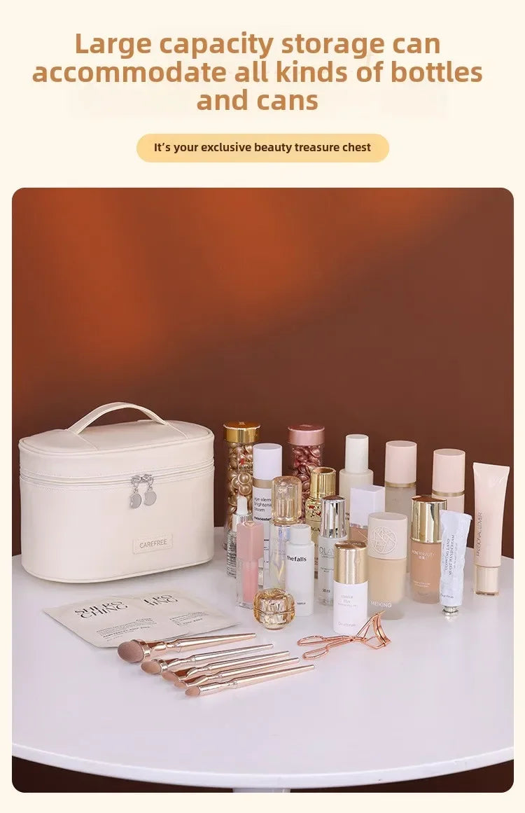 Portable Makeup Brush Organizer Foldable Multi-Pocket Cosmetic Bag for Women, Perfect for Travel, Daily Use & Bathroom Storage