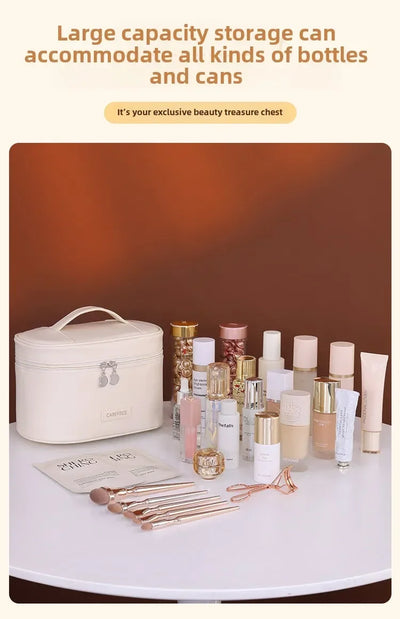 Portable Makeup Brush Organizer Foldable Multi-Pocket Cosmetic Bag for Women, Perfect for Travel, Daily Use & Bathroom Storage