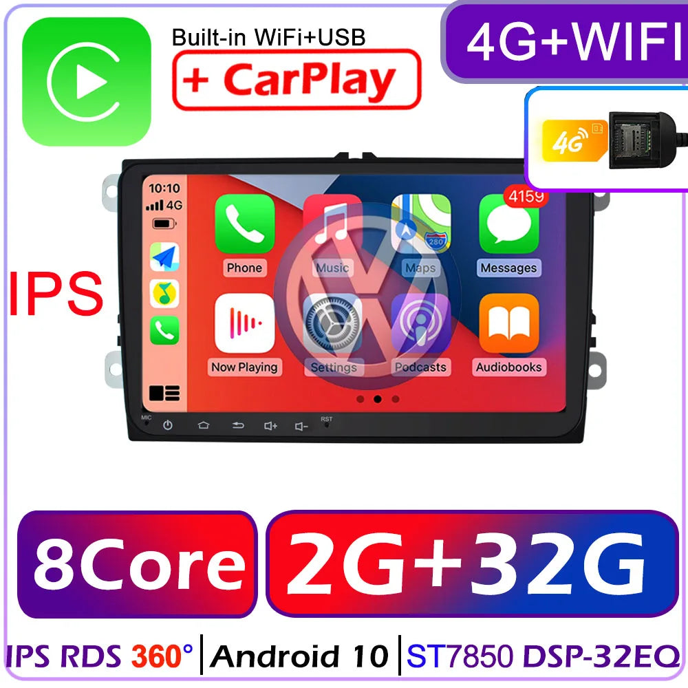 Car Android For VW Volkswagen Golf Polo Tiguan Passat b6 SEAT leon Skoda yeti Octavia Multimedia player 2 Din Car Radio CarPlay