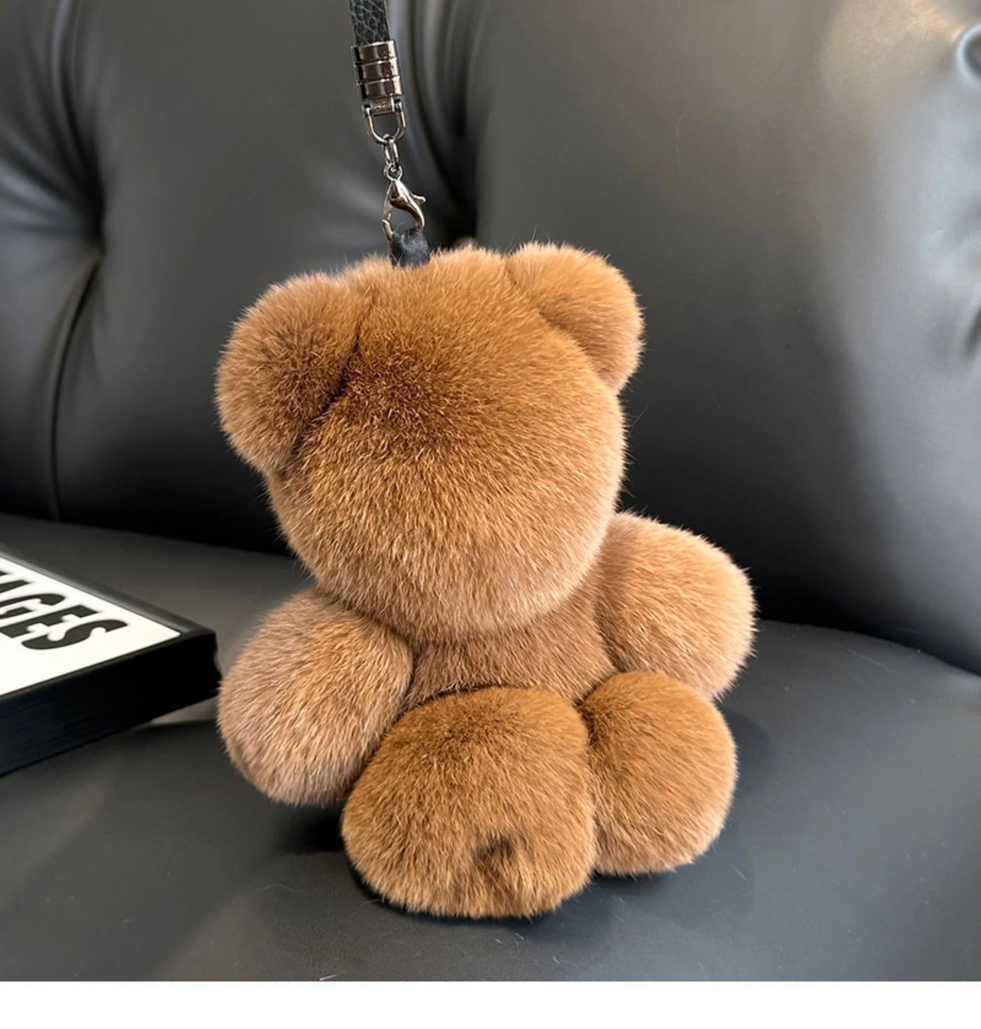 Fashion New Cute Bear Keychain Real Rabbit Fur Bear Doll Pendant Toys Keyring Handbag Charm Ornament Plush Jewelry Gifts