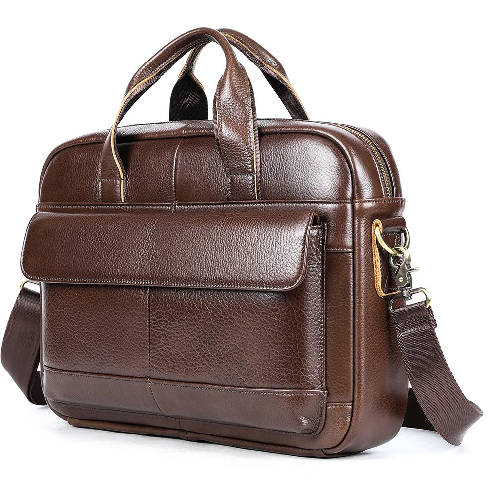 Men's Briefcase Leather Large Capacity Computer Business Shoulder Crossbody Bag Casual Cowhide Handbag For Men