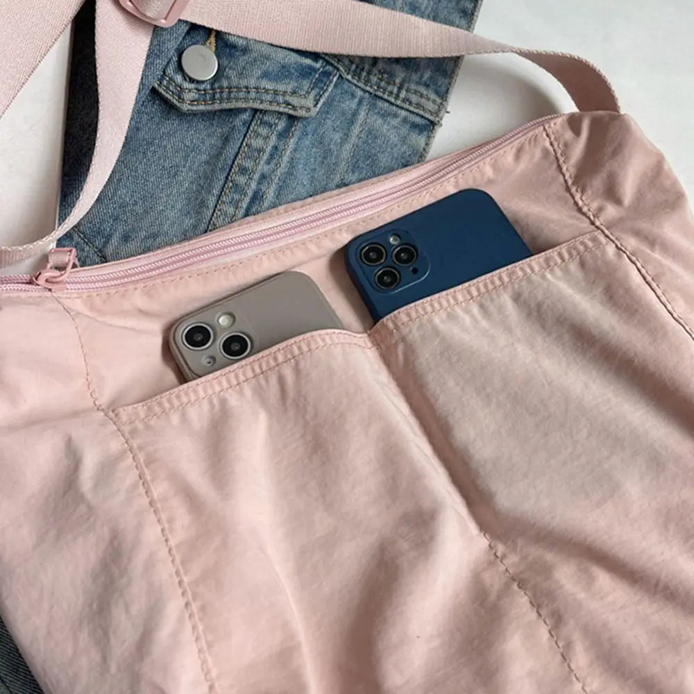 Women Girls Crossbody Shoulder Bags Fashionable Solid Color Nylon Bags Tote Bag Outdoor Travel Ultra-large Capacity Bags