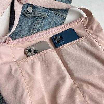 Women Girls Crossbody Shoulder Bags Fashionable Solid Color Nylon Bags Tote Bag Outdoor Travel Ultra-large Capacity Bags