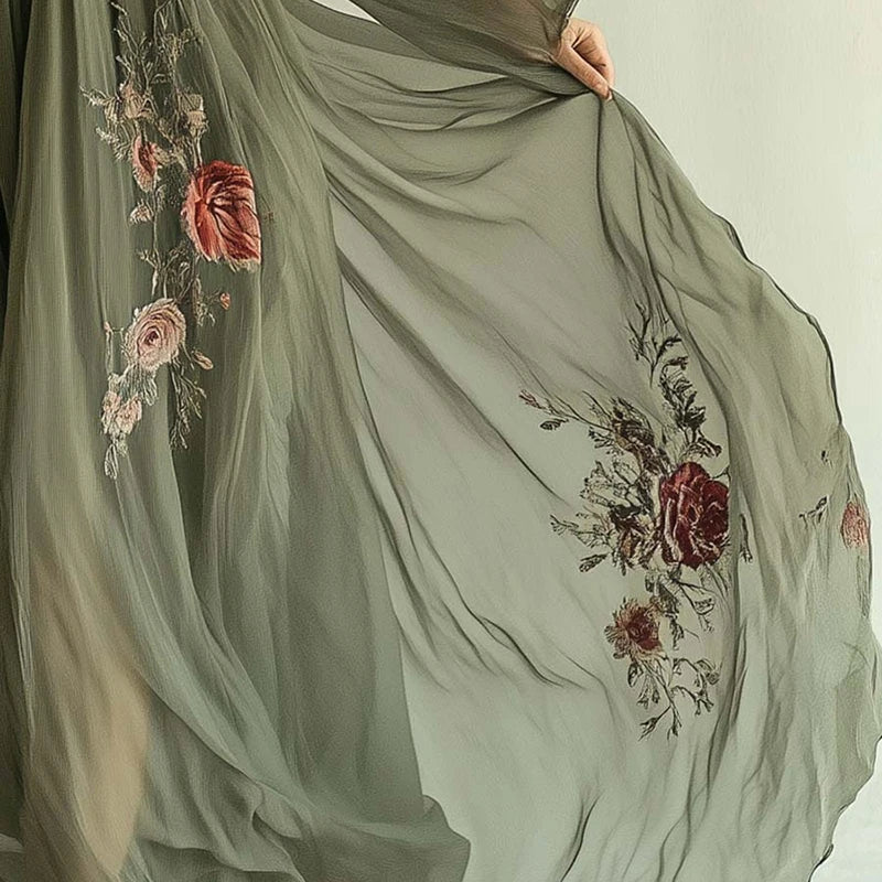 Women's Clothing Trend 2025 Spring Long Sleeve High Waist Evening Dresses Sexy V Neck Floral Printed Boho Holiday Dress Vestidos - The world bestselling 