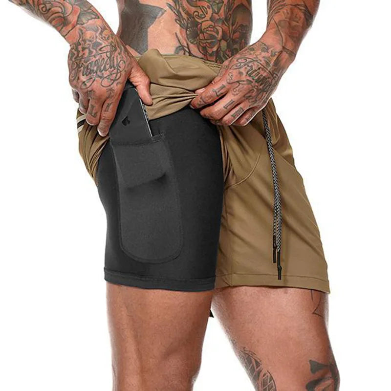 Men Sport Shorts  Sportswear Double-deck Running Shorts 2 In 1 Beach Bottoms Summer Gym Fitness Training Jogging Short Pants Men - The world bestselling 