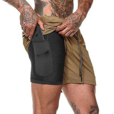 Men Sport Shorts  Sportswear Double-deck Running Shorts 2 In 1 Beach Bottoms Summer Gym Fitness Training Jogging Short Pants Men - The world bestselling 
