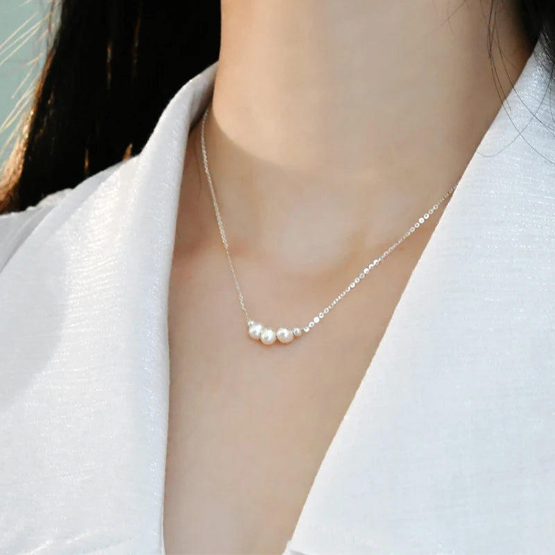 ASHIQI Natural Freshwater Pearl 925 Sterling Silver Necklace Fashion for Women Gift Jewelry