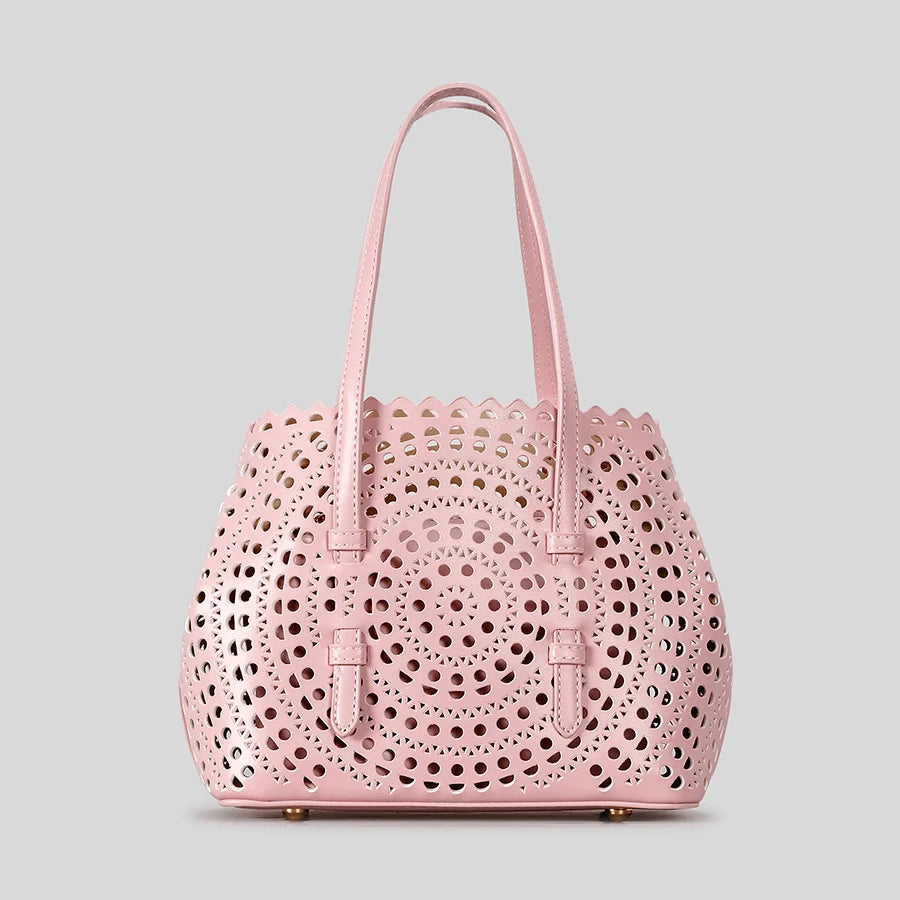 Women's Designer Brand Luxury Round Wave Large Capacity Shopping Tote Handbag Carved Basket Lady Shoulder Crossbody Mother Bag