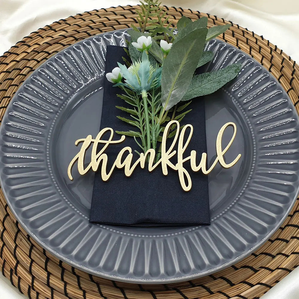 10pcs Custom Thanksgiving Place cards, Personalized Dinner Place Setting, Fall Table Decor, Thankful Grateful Blessed