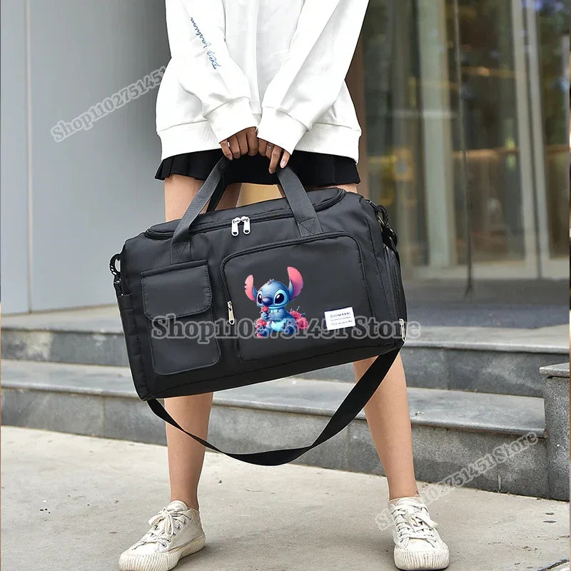 Disney Stitch Carry on Travel Bag Oxford Waterproof Sport Gym Tote Bags Large Capacity Weekender Duffle Luggage Portable Storage