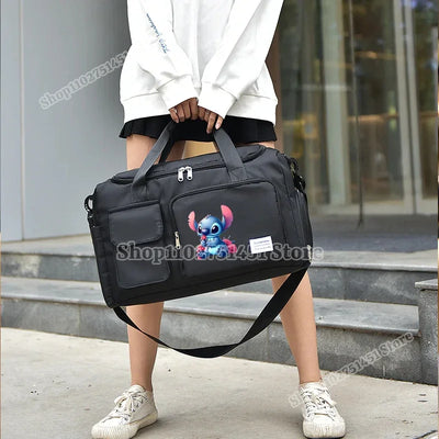 Disney Stitch Carry on Travel Bag Oxford Waterproof Sport Gym Tote Bags Large Capacity Weekender Duffle Luggage Portable Storage