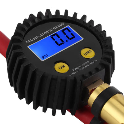 Tire Inflator Air Line Tyre Pump W/Digital Pressure Gauge Tester Universal for Car Motorcycle 3‑200PSI