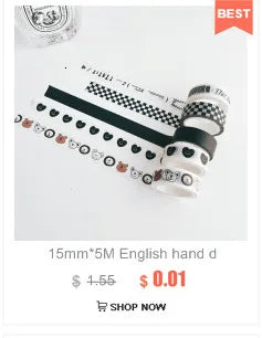 1Pc Ins Blue Plaid Washi Tape Simple Style Thank English Sealing Sticker Student Creative Stationery Masking Decorative Tape