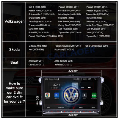 Car Android For VW Volkswagen Golf Polo Tiguan Passat b6 SEAT leon Skoda yeti Octavia Multimedia player 2 Din Car Radio CarPlay