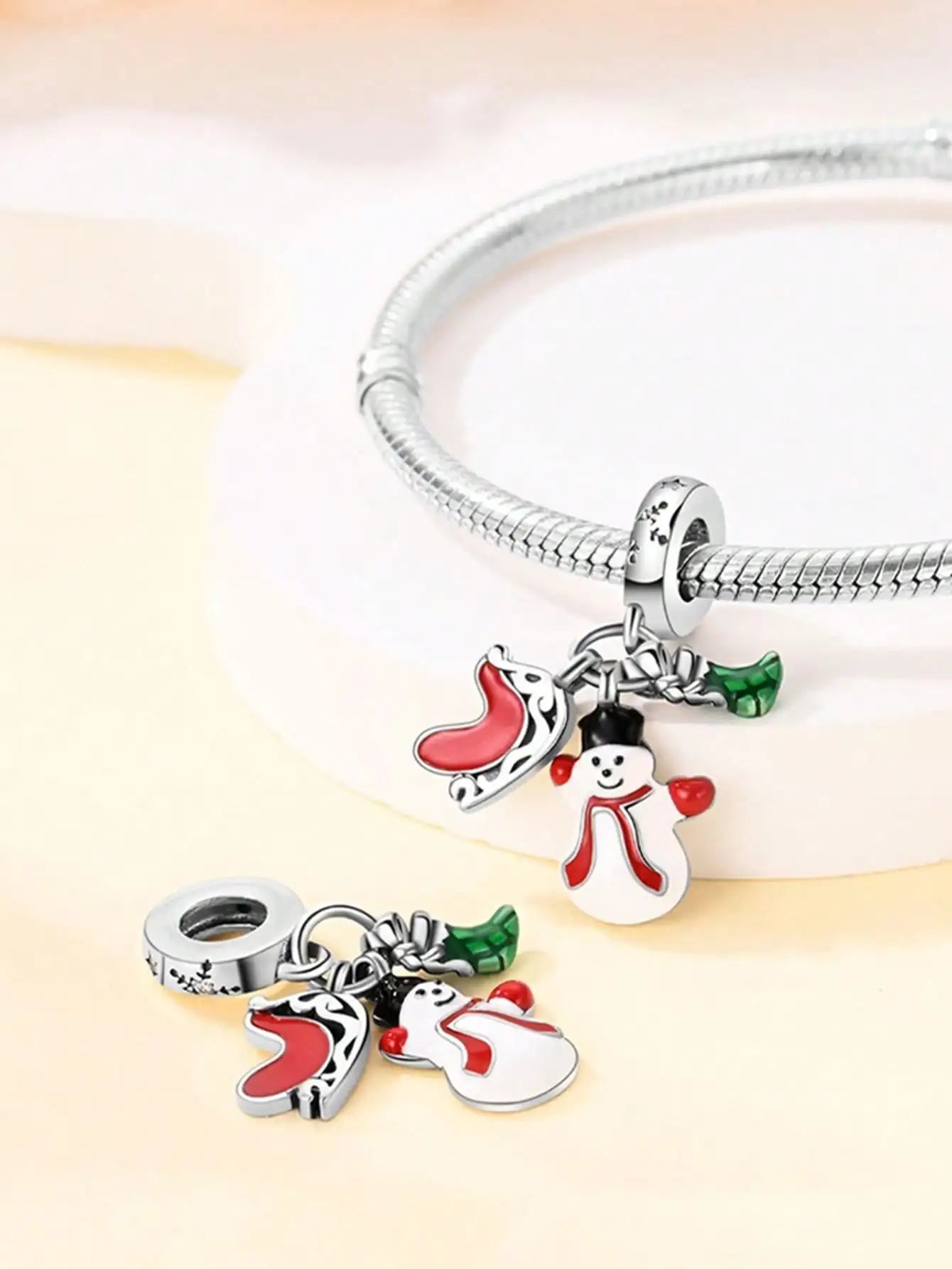 Cute little bear mouse  snowman Beads Charm Silver Plated Fit Charms Silver 925 Original Bracelet for Jewelry Making DIY Charm