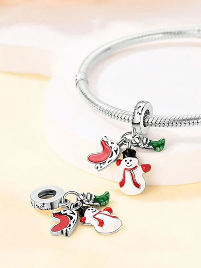 Cute little bear mouse  snowman Beads Charm Silver Plated Fit Charms Silver 925 Original Bracelet for Jewelry Making DIY Charm