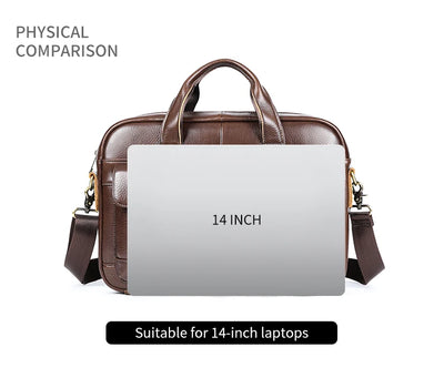 Men's Briefcase Leather Large Capacity Computer Business Shoulder Crossbody Bag Casual Cowhide Handbag For Men