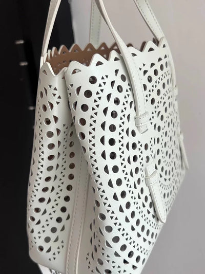 Women's Designer Brand Luxury Round Wave Large Capacity Shopping Tote Handbag Carved Basket Lady Shoulder Crossbody Mother Bag